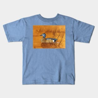 Blue-winged teal on a lake Kids T-Shirt